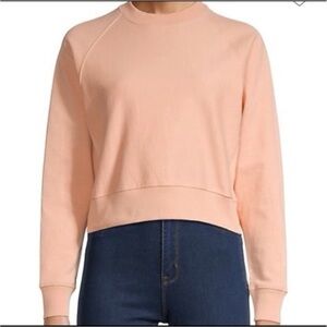 Thakoon Cropped Soft Peach Crewneck Sweatshirt, Size XS